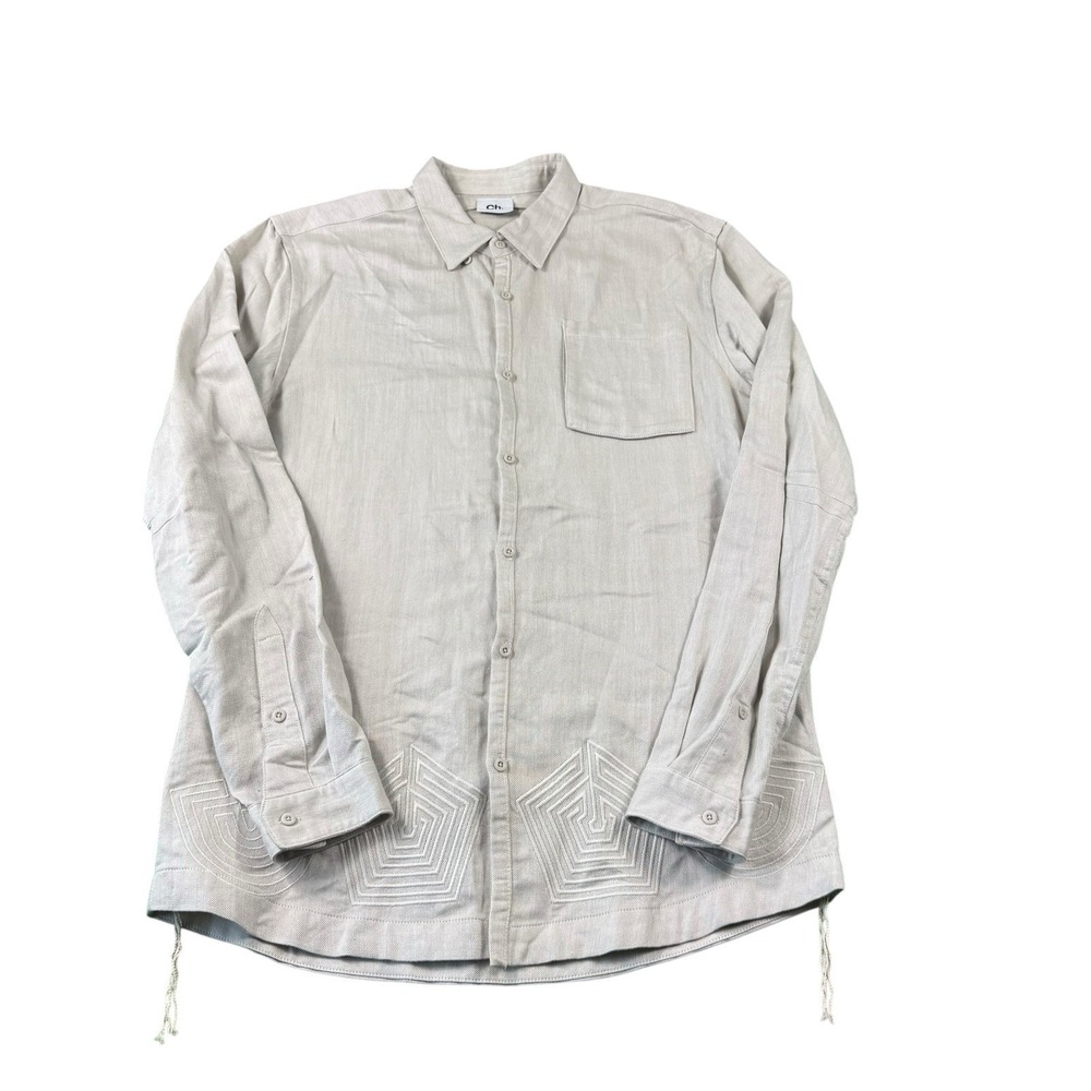 Chapter S/S 2015 Labyrinth Linen Cotton Embroidered Button Up Shirt Mens Medium